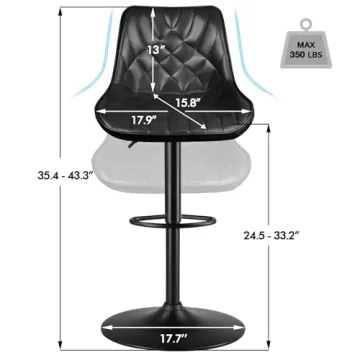 Modern Adjustable Leather Bar Stools with Swivel Feature