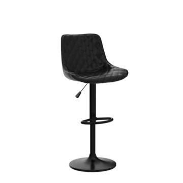 Modern Adjustable Leather Bar Stools with Swivel Feature