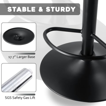 Modern Adjustable Leather Bar Stools with Swivel Feature