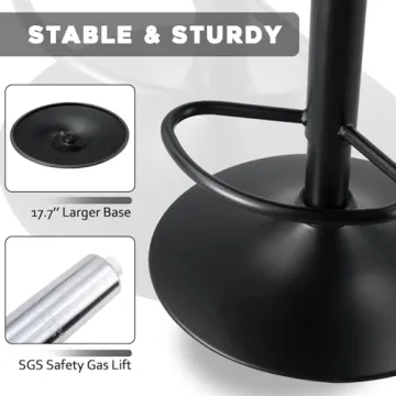 Modern Adjustable Leather Bar Stools with Swivel Feature