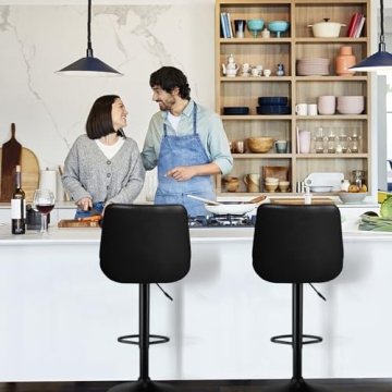 Modern Adjustable Leather Bar Stools with Swivel Feature
