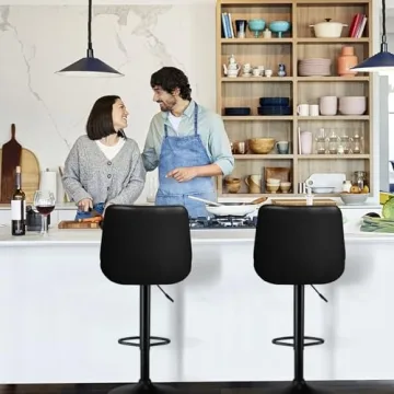 Modern Adjustable Leather Bar Stools with Swivel Feature