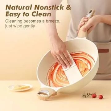 SENSARTE Nonstick Deep Frying Pan, 12 Inch Large Skillet Pan, Induction Cookware, 5Qt Non Stick Saute Pan with Lid, White Non Toxic Cooking Pan with Helper Handle, PFOA PFOS APEO Free