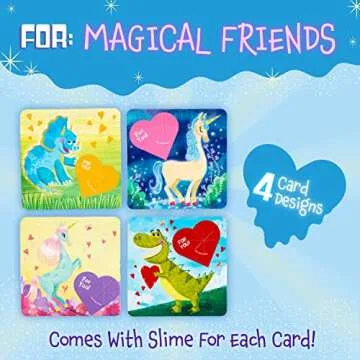 Magical Friends Valentines Pack with Slime for Kids