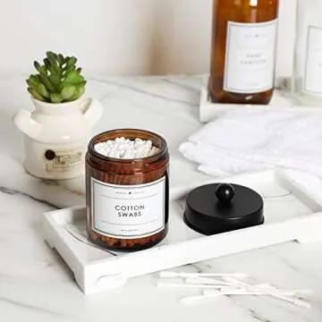 KUSVADO Amber Glass Storage Jars for Bathroom Organization