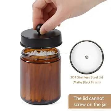 KUSVADO Amber Glass Storage Jars for Bathroom Organization