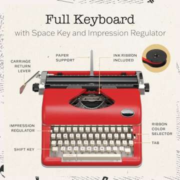 Maplefield Manual Typewriter - Vintage Style Gift for Writers