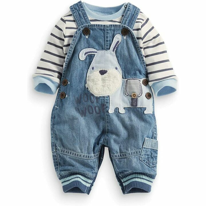 Toddler Boys Striped Tee & Denim Overalls Set