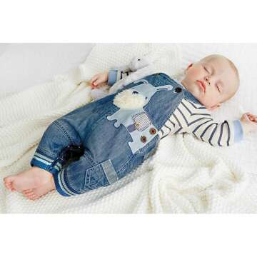 Toddler Boys Striped Tee & Denim Overalls Set