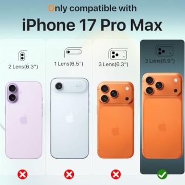 JJL for iPhone 17 Pro Max Case with 2 Pack Screen Protectors, Compatible with MagSafe, Full Camera P...