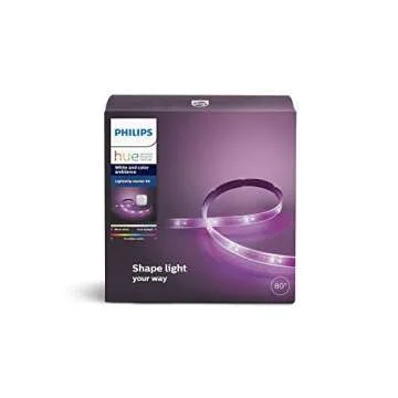 Philips Hue White and Color Ambiance LED Dimmable Light Strip Plus Dimmable Smart Light Starter Kit - 555243 (80” Strip and Bridge) - Compatible with Alexa, Apple HomeKit, and Google Assistant
