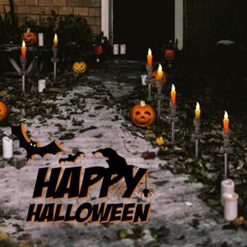 ILLUMINEW Halloween Pathway Lights, 5 Pack Candle Skull Hand Candle Holder, LED Halloween Decor Cand...
