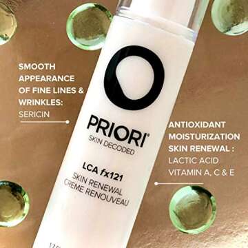PRIORI Skincare Skin Renewal Cream with Lactic Acid Retexturizing Face Moisturizer for Dark Spots, F...