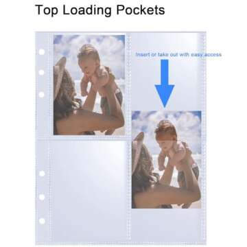 80 Pack 640 Pockets 6 Ring A5 Binder Sleeves,2.5x3.5 Inch Trading Card Sleeves,Double-Sided 4 Pocket Page Protector,Ultra-Clear Kpop Photocard Sheets,Card Sleeve Pages for Game Cards,Photocard