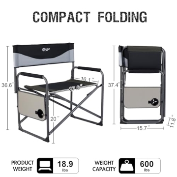 PORTAL Heavy Duty Oversized Camping Chair with Table