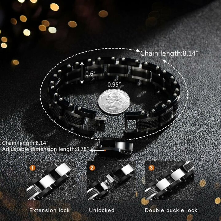 Men's Two-Tone Square Link Diamond Bracelet