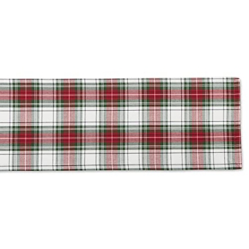 DII Tartan Plaid Holiday Dining Table Runner, 14x108, Red, Green & White