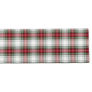 DII Tartan Plaid Holiday Dining Table Runner, 14x108, Red, Green & White