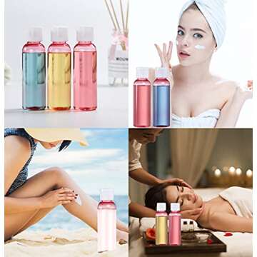 CRTWDMAN 120 Pack 2 Ounce/60ml Plastic Empty Bottles with Flip Cap, Refillable Cosmetic Bottles, Air Flight Travel Bottles for Shampoo, Liquid Body Soap, Toner, Lotion, Cream - Pink