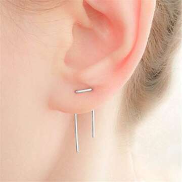 Minimalist Double Piercing Sterling Silver Earrings