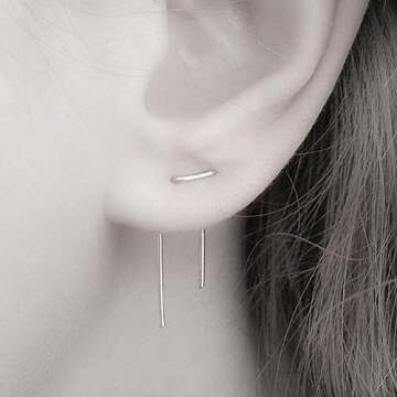 Minimalist Double Piercing Sterling Silver Earrings