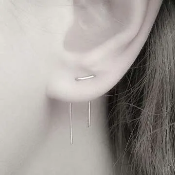 Minimalist Double Piercing Sterling Silver Earrings