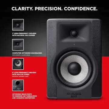 M-Audio BX5 - 5 inch Studio Monitor Speaker for Music Production & Mixing with Acoustic Space Control, 100W 2 Way Active Speaker, Single,Black