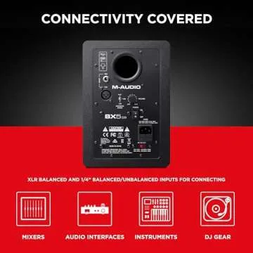 M-Audio BX5 - 5 inch Studio Monitor Speaker for Music Production & Mixing with Acoustic Space Control, 100W 2 Way Active Speaker, Single,Black