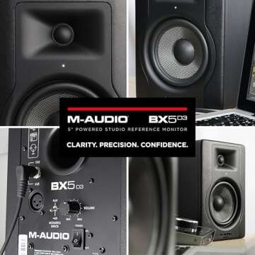 M-Audio BX5 - 5 inch Studio Monitor Speaker for Music Production & Mixing with Acoustic Space Control, 100W 2 Way Active Speaker, Single,Black