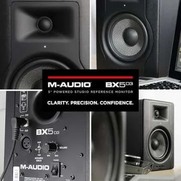 M-Audio BX5 - 5 inch Studio Monitor Speaker for Music Production & Mixing with Acoustic Space Control, 100W 2 Way Active Speaker, Single,Black