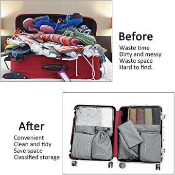 FOREMS 7 Set Packing Cubes For Suitcases Travel Luggage Organizers Travel Accessories With Laundry Bag,Shoe Bag And Toitetry bag,Lightweight Luggage For Carry On Suitcase (grey)