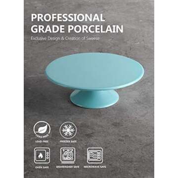 Sweese 708.102 10-Inch Porcelain Cake Stand, Round Dessert Stand, Cupcake Stand for Birthday Parties...