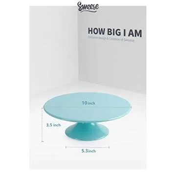 Sweese 708.102 10-Inch Porcelain Cake Stand, Round Dessert Stand, Cupcake Stand for Birthday Parties, Weddings, Baby Shower and Other Events, Turquoise