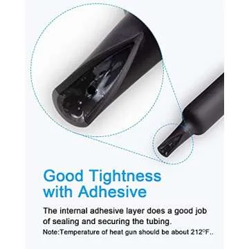 130pcs 3:1 Dual Wall Adhesive Heat Shrink Tubing Kit, 6 Sizes (Diameter): 1/2, 3/8, 1/4, 3/16, 1/8, 3/32 inch, Premium Wire Cable Sleeve Tube Assortment with Storage Case for DIY by MILAPEAK (Black)