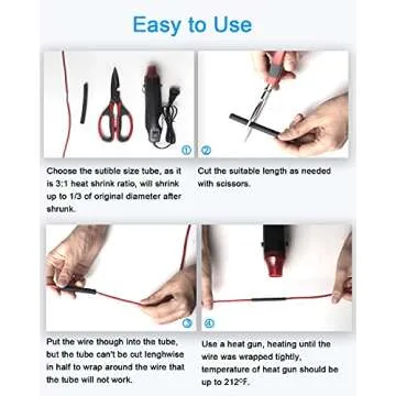 130pcs 3:1 Dual Wall Adhesive Heat Shrink Tubing Kit, 6 Sizes (Diameter): 1/2, 3/8, 1/4, 3/16, 1/8, 3/32 inch, Premium Wire Cable Sleeve Tube Assortment with Storage Case for DIY by MILAPEAK (Black)