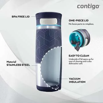Contigo Autoseal Blue 16 Oz Travel Mug - Stainless Steel