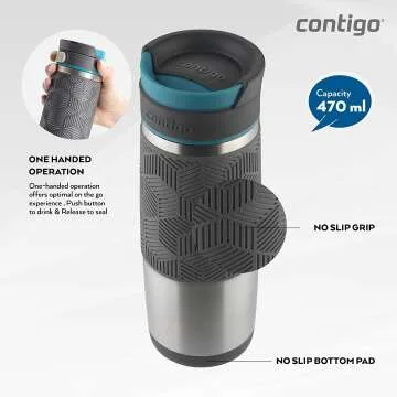 Contigo Autoseal Blue 16 Oz Travel Mug - Stainless Steel