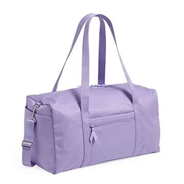 Vera Bradley Women's Cotton Large Travel Duffel Bag - Lavender Petal - Eco-Friendly and Stylish