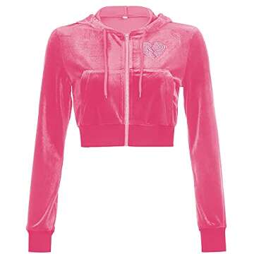 MISSACTIVER Women’s Velour Full Zip Sweatsuits 2 Outfit Set Broken Heart Print 2 Piece Sets Top & Skirt Tracksuit