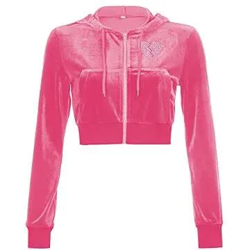 MISSACTIVER Women’s Velour Full Zip Sweatsuits 2 Outfit Set Broken Heart Print 2 Piece Sets Top & Skirt Tracksuit