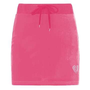 MISSACTIVER Women’s Velour Full Zip Sweatsuits 2 Outfit Set Broken Heart Print 2 Piece Sets Top & Skirt Tracksuit