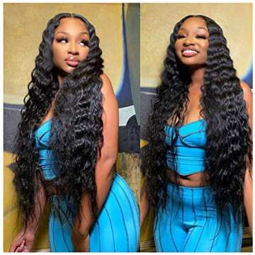 Halcyon Long Curly Wig for Black Women 26inch Synthetic Curly Wig Middle Part Wigs Hair Replacement Wigs (30, #/1B)