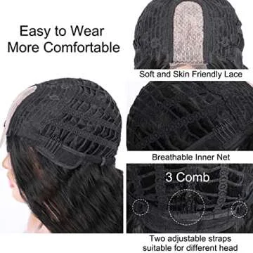 Halcyon Long Curly Wig for Black Women 26inch Synthetic Curly Wig Middle Part Wigs Hair Replacement Wigs (30, #/1B)