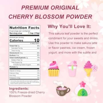 GRELIM Sakura Powder 100% Pure Cherry Blossom Powder for Baking