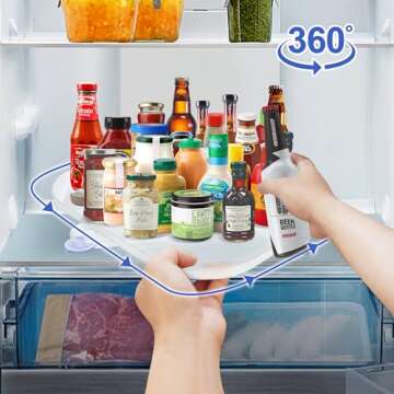Lazy Susan for Refrigerator, Slide and 360° Rotate Rectangle Turntable Organizer and Storage for Fridge, Pantry, Kitchen, Countertop, Cabinet, Table 15.67''