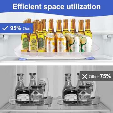 Lazy Susan for Refrigerator, Slide and 360° Rotate Rectangle Turntable Organizer and Storage for Fridge, Pantry, Kitchen, Countertop, Cabinet, Table 15.67''