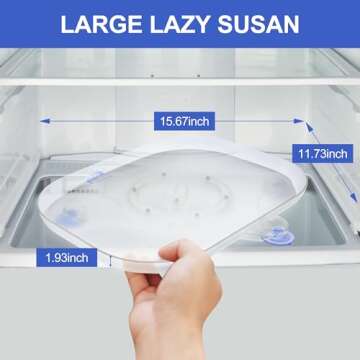Lazy Susan for Refrigerator, Slide and 360° Rotate Rectangle Turntable Organizer and Storage for Fridge, Pantry, Kitchen, Countertop, Cabinet, Table 15.67''