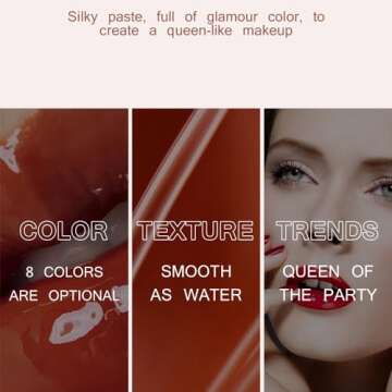 BEUKING Heart Lipstick Love Water Mirror Lip Tint Long-lasting Moisturizing Red Pink Smooth Light Creamy Texture 8 Color Portable Beauty Lip Glaze Makeup Cosmetics High Pigment Liquid Lip Gloss (08#)