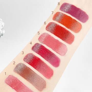 BEUKING Heart Lipstick Love Water Mirror Lip Tint Long-lasting Moisturizing Red Pink Smooth Light Creamy Texture 8 Color Portable Beauty Lip Glaze Makeup Cosmetics High Pigment Liquid Lip Gloss (08#)