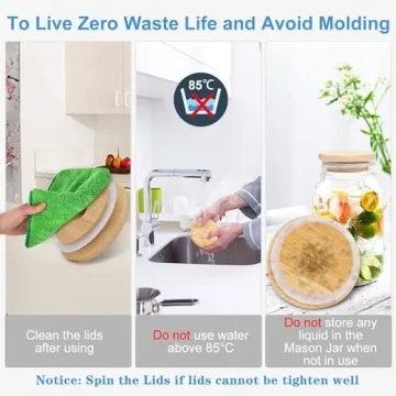 Eco Bamboo Mason Jar Lids with Straw Hole and Steel Straws